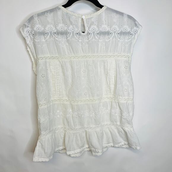 Sundance Cream Lace Blosue Eyelet Sz Small - Picture 2 of 4